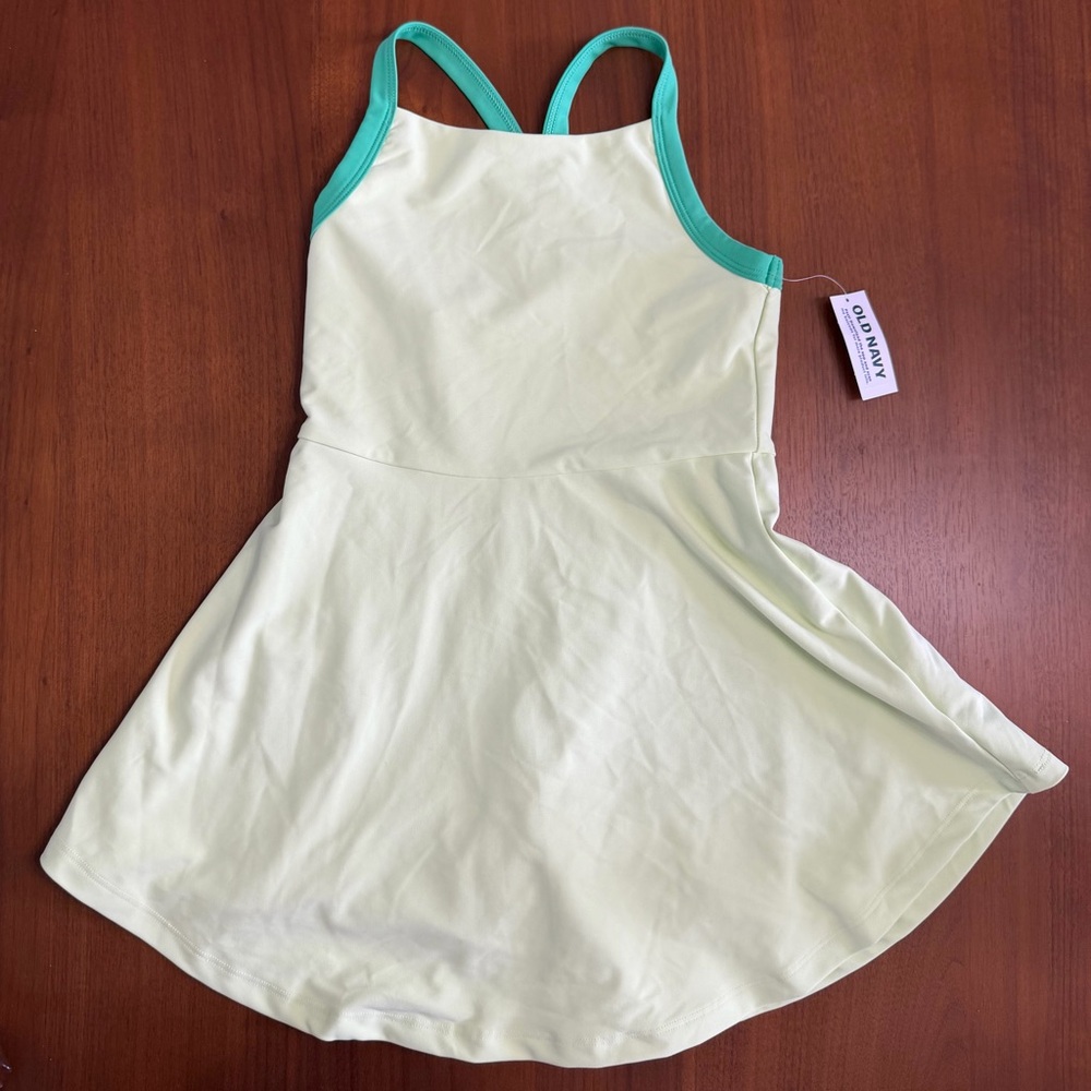 New Old Navy PowerSoft Cami Athletic Dress Yellow/Green Girls Size Medium/8 NWT